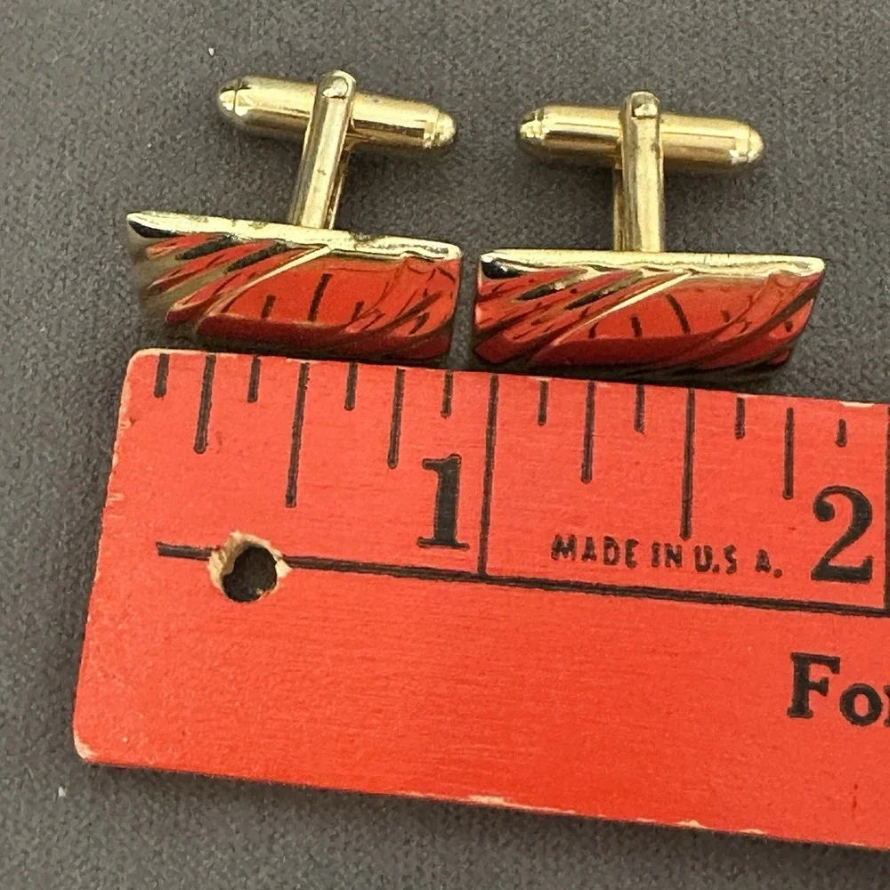 Vintage‎ Anson Gold Tone Men's Cufflink Mid-Century Tie Clasp Set MCM Wedding
